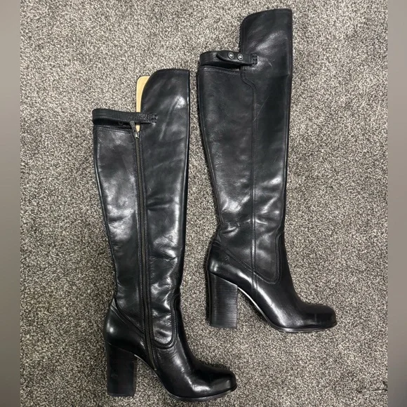 Frye Parker OTK Black Leather Boots - Picture 2 of 4